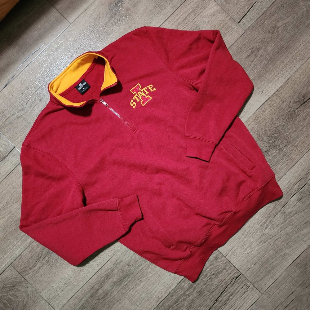 Colosseum Iowa State Cyclones Quarter 1/4 Zip Pullover Mens M Red Fleece ISU